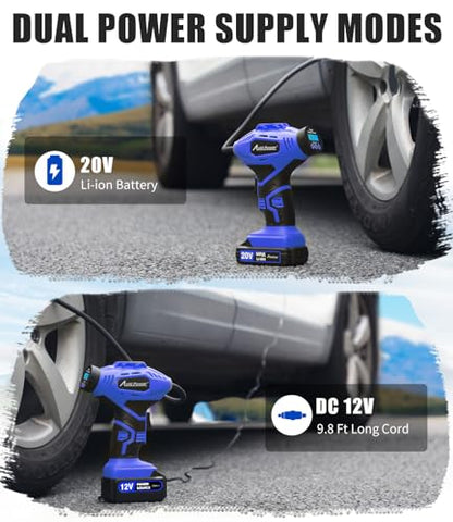 20V Rechargeable Cordless Tire Inflator Portable Air Compressor