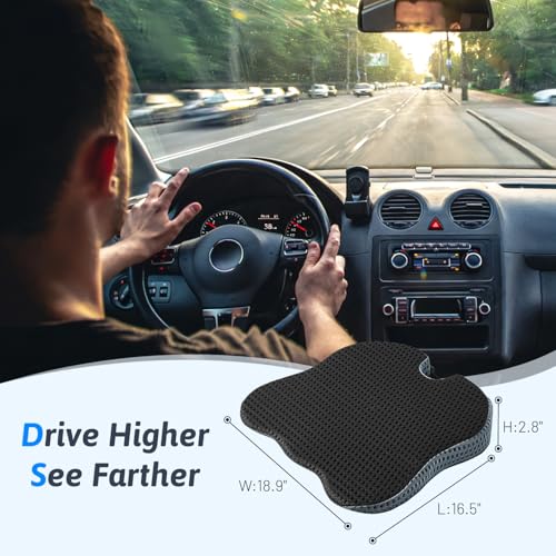 Wedge Car Seat Cushion for Better Visibility & Sciatica Pain Relief