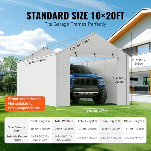 Carport Replacement Canopy Cover Side Wall 10 x 20 ft