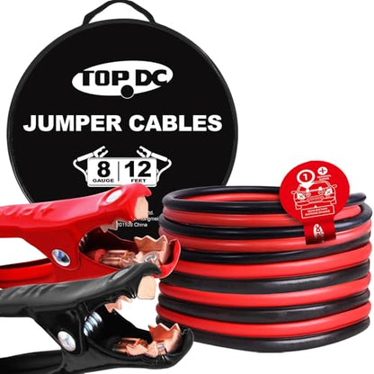 8 Gauge 12FT Jumper Cables Heavy Duty Booster