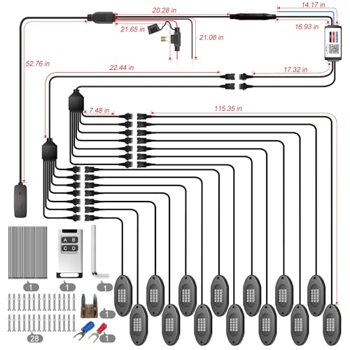 LED RGB Rock Lights for Trucks 14 Pods with APP and Remote Control (14 Count)