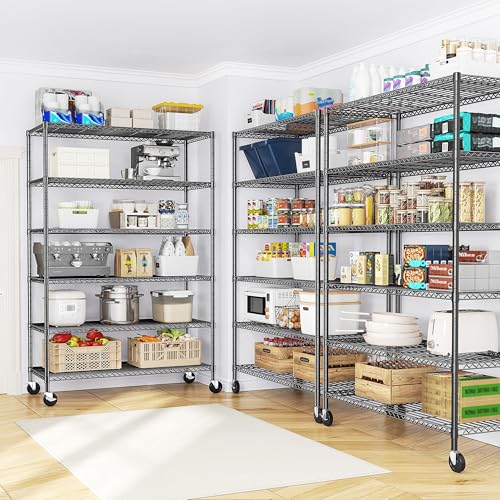 Heavy Duty 6 Tier Rolling Storage Shelves with Wheels (2 Count)