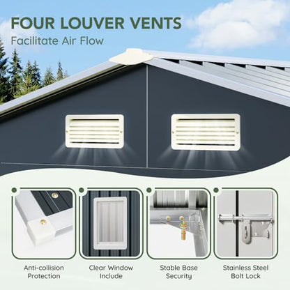 Outdoor Steel Storage Shed with Floor Frame