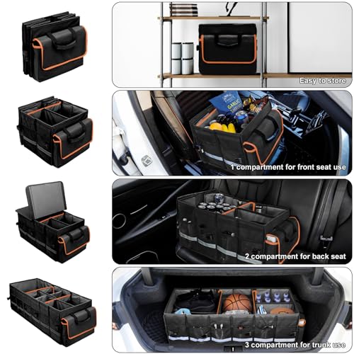 Car Trunk Organizer and Storage with Lid & Removable Leakproof Cooler Bag