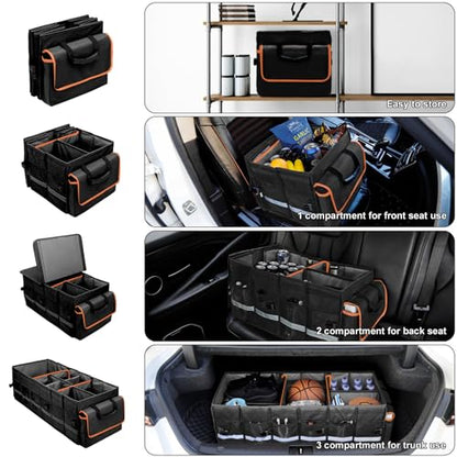 Car Trunk Organizer and Storage with Lid & Removable Leakproof Cooler Bag