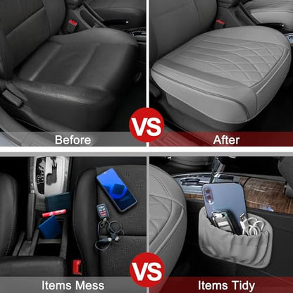 2 Pack Grey Leather Front Bottom Car Seat Covers (2 Count)