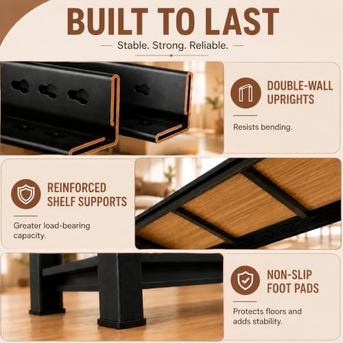 Heavy Duty Wood Bookshelf Adjustable Storage Shelving Unit for Home Office