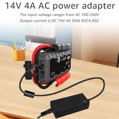 14V4A 56W Power Adapter Compatible with NOCO GB70 GB150 GB250+ GB251+ GB500 GB500+ Genius Boost Ultra Safe Lithium Jump Starter Battery XGC4 XGC Output Power Supply 56