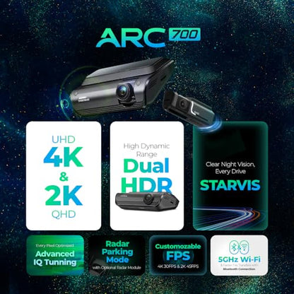 ARC700 Dash Cam 4K Front and 2K Rear