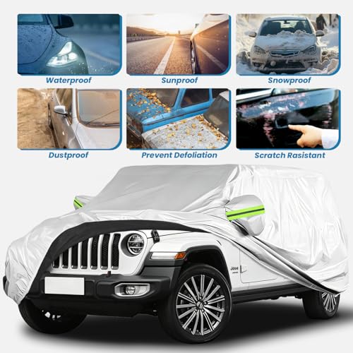 210D Oxford Car Cover Compatible with Jeep Wrangler 4 Door