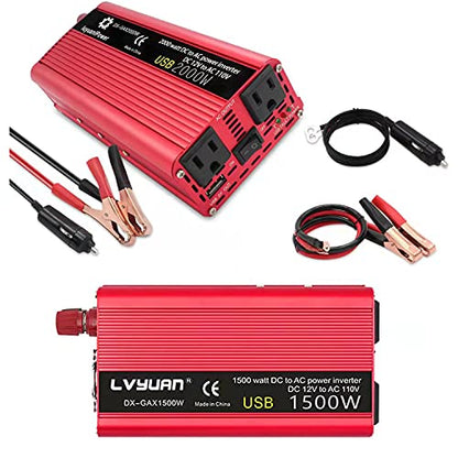 Car 2000W Inverter 12V to 110V AC 900W Continuous USB QC3.0 Off Grid RV