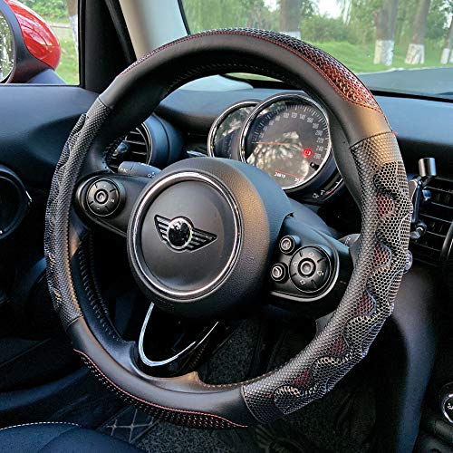 Steering Wheel Cover Great Grip Honeycomb Design 15 Inch Wine Red