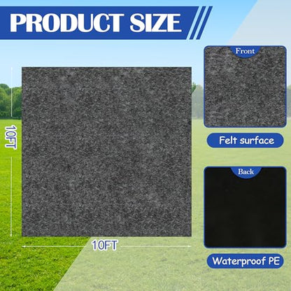 10x10 FT Outdoor Storage Shed Mat Waterproof Tent Floor Mat Gray