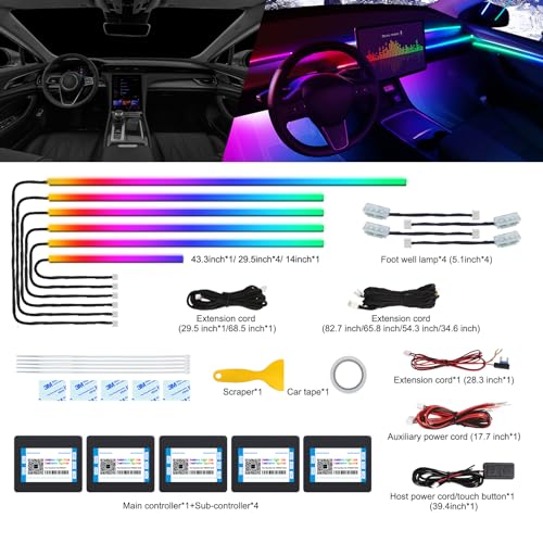 Acrylic Interior Car LED Strip Light with Wireless APP