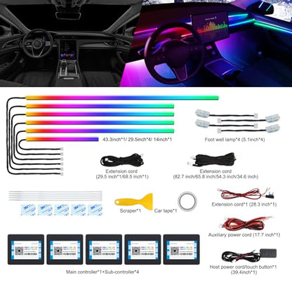 Acrylic Interior Car LED Strip Light with Wireless APP