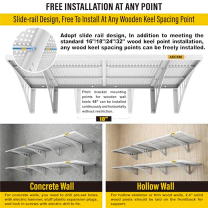 4 pack 2x3ft Adjustable Garage Wall Shelving 1120lbs Load Capacity Heavy Duty Wall Mounted Storage Shelf Metal Floating Shelves for Garage (4 Count)