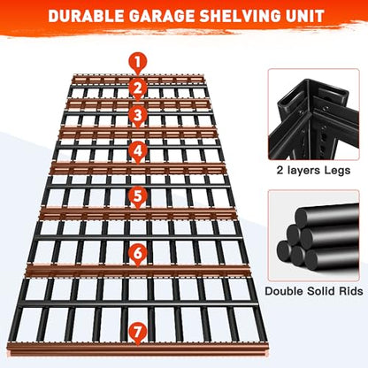 48.2''W Garage Shelving Heavy Duty Metal Shelving 3000LBS Storage Shelves Adjustable Metal Shelves Industrial 5 Tier Garage Shelf for Basement Pantry Warehouse Supermarket (2 Count)