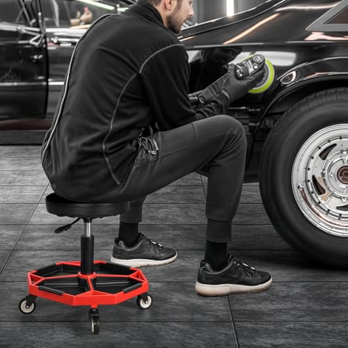 Adjustable Mechanics Stool with Wheels