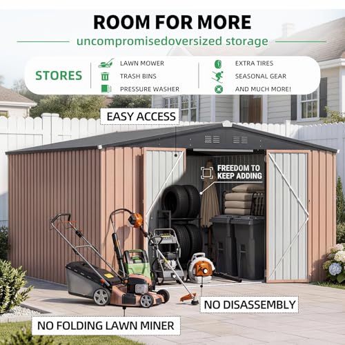 10' x 12' Large Waterproof Metal Outdoor Storage Shed
