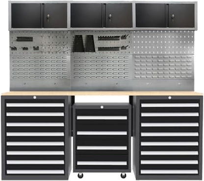 JZD Metal Tool Storage Cabinet Set, Pro Tool Organization System for Garage, Wall Mounting Not Necessary