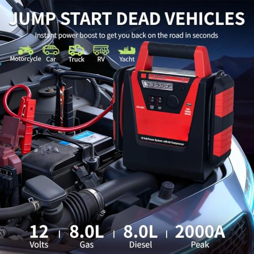 2000A Car Battery Jump Starter with Air Compressor