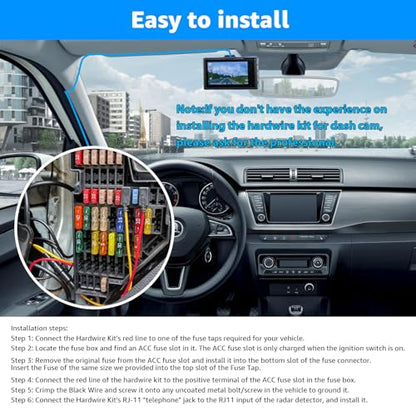 Radar Detector Hardwire Kit with RJ11 Plug for Uniden R1 R3 R4 Escort etc