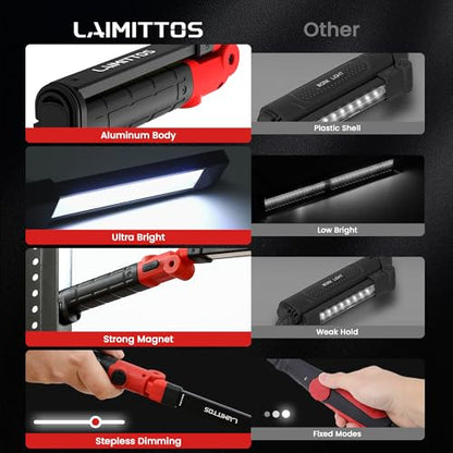 Rechargeable Work Light 2200mAh Magnetic LED Work Light Flashlight Mechanic Light Tool for Men Him