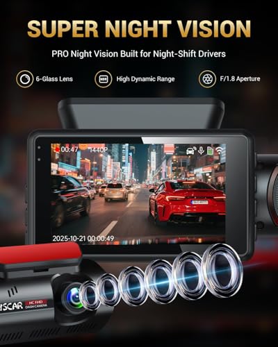 2.5K+1K Dual Dash Cam Front and Inside with GPS WiFi