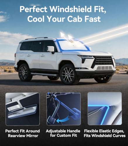 Vinyl Coating Heat Shield] Windshield Sun Shade Umbrella Custom for Lexus GX