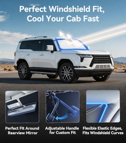 Vinyl Coating Heat Shield] Windshield Sun Shade Umbrella Custom for Lexus GX