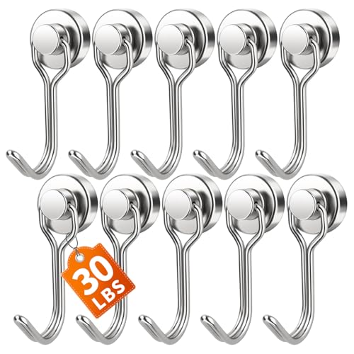 10 Pack Silver Magnet Hooks (10 Count)