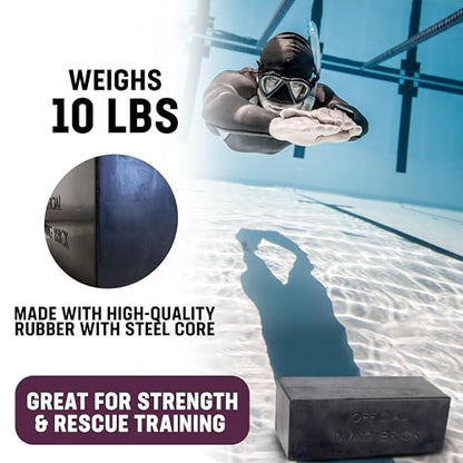10 lb Rubber Diving Brick Durable Rectangular Water Weight