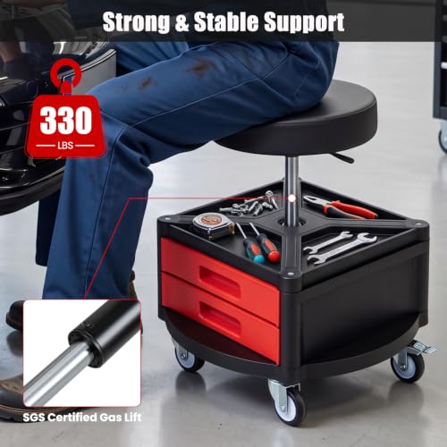 Rolling Mechanic Stool with Padded Seat