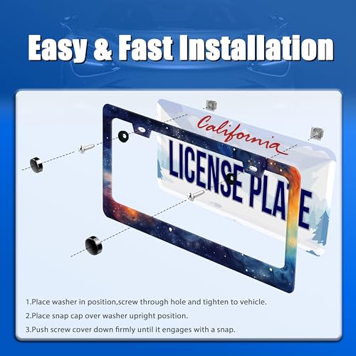 Watercolor Galaxy License Plate Frame Stainless Steel Car Accessory 6x12