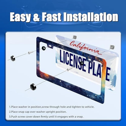 Watercolor Galaxy License Plate Frame Stainless Steel Car Accessory 6x12