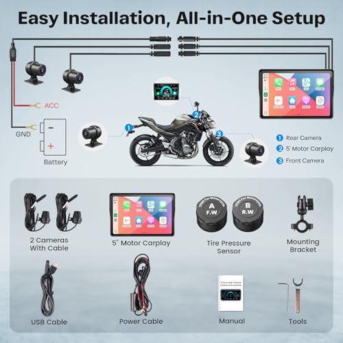Upgraded 5" Motor CarPlay GPS Navigation with TPMS