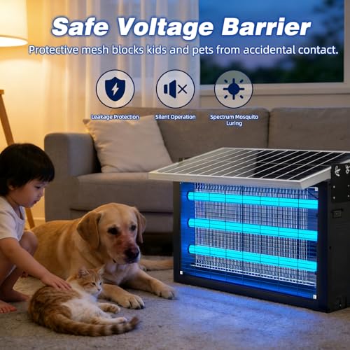Heavy Duty Solar Bug Zapper for 8000 sq.ft with 30W Solar Panel