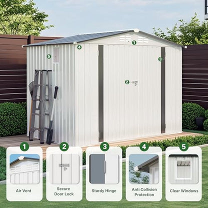 8x6 FT Outdoor Storage Shed with Windows
