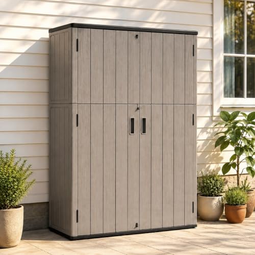 47 Cu.Ft Vertical Outdoor Storage Shed with Reinforced Floor
