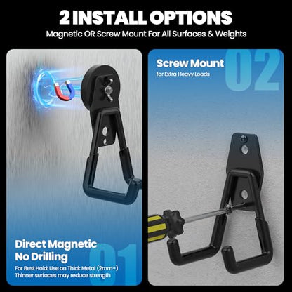 8 Pack Large Magnetic Hooks Heavy Duty Extra Strong Magnetic Garage Hooks Big NdFeB Industrial Magnet Hooks Magnetic Utility Storage Holder Organization with Anti (8 Count)