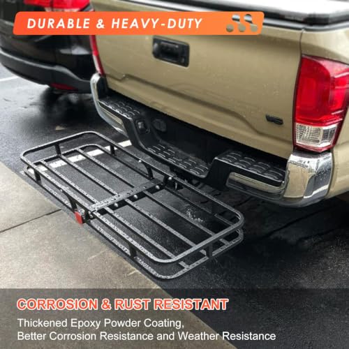 Hitch Mount Cargo Carrier Rack Basket 53"*19"*5"+Waterproof Bag 9 Cu.Ft