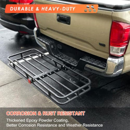Hitch Mount Cargo Carrier Rack Basket 53"*19"*5"+Waterproof Bag 9 Cu.Ft