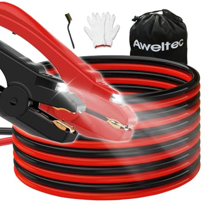 6 Gauge 16 Feet Jumper Cables with LED Light (16 Foot)