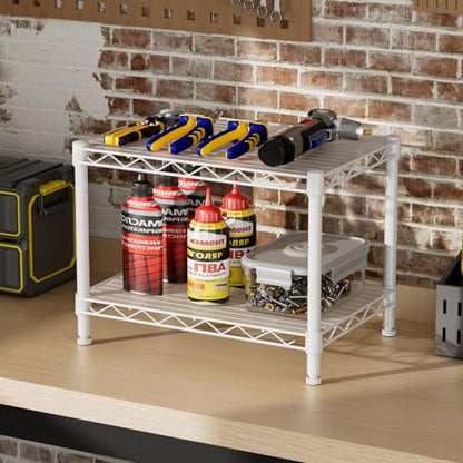 Small Wire 2 Shelves Pantry Metal Shelf Floor Organizer Under Desk