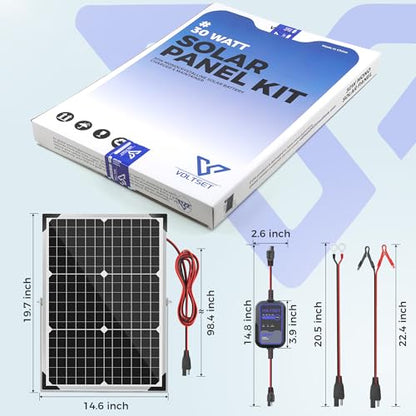 30W 12V Solar Panel Battery Charger Trickle Maintainer Kit