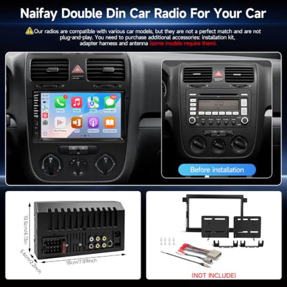 Double Din Car Stereo with Apple Carplay&Android Auto