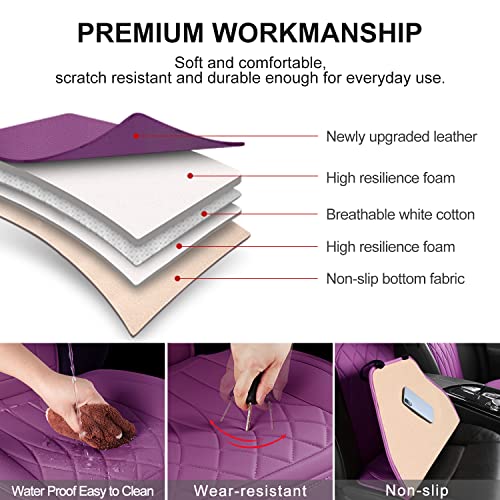 2 Pack Waterproof Front Car Seat Covers for Car Truck SUV Purple (2 Count)