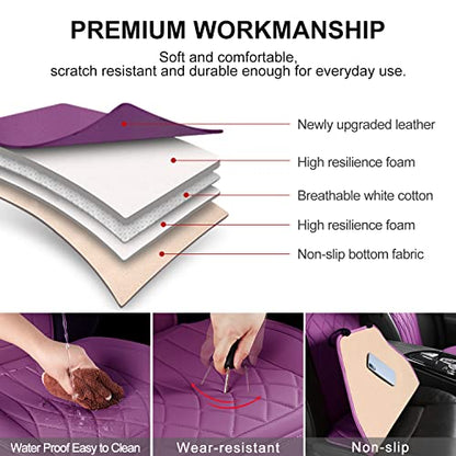 2 Pack Waterproof Front Car Seat Covers for Car Truck SUV Purple (2 Count)