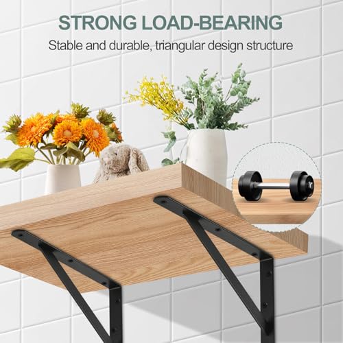 8 Pack L11 x H 8" Black Heavy Duty Shelf Brackets with Screws Metal Shelf Brackets Shelf Support Angle Brackets for Shelves L Brackets Heavy Duty Floating Shelf (8 Count)