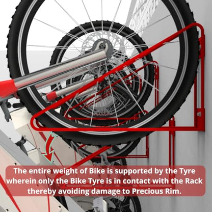 No Lift Vertical Bike Hanger Simple & Secure Space Saving Bike Wall Mount for Garage & Commercial Use Bicycle Holder for Mountain and Road Bikes (2 Count)